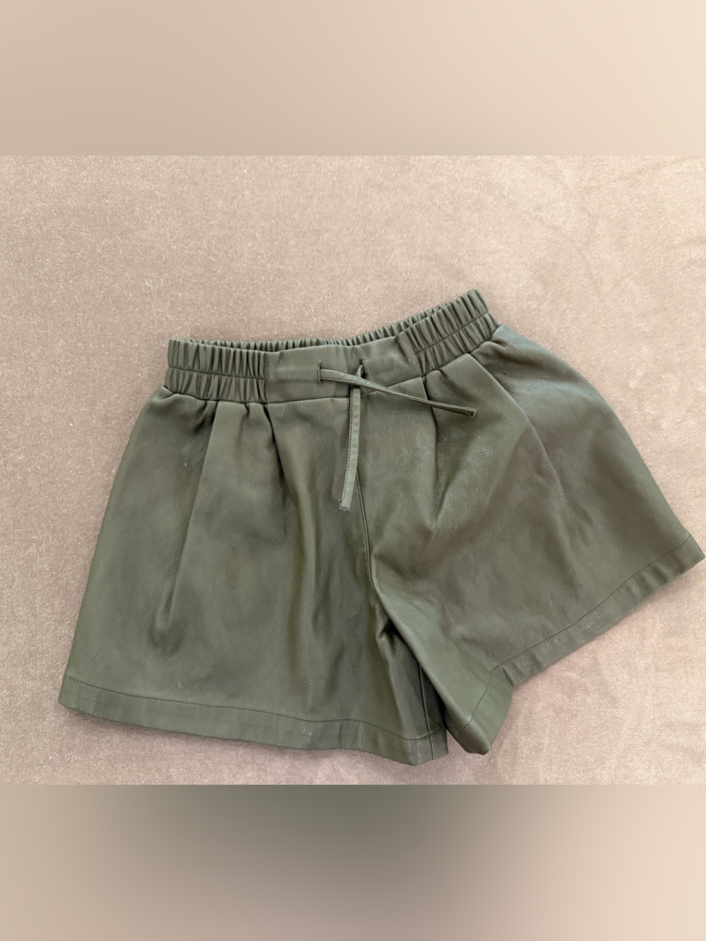 Zara Olive Green Drawstring Elastic-Waist Shorts